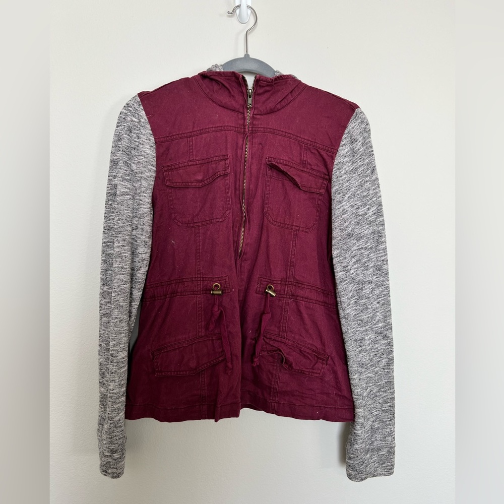 Otheno Follow Canvas/Cotton mixed material Hoodie. Maroon/Gray size L